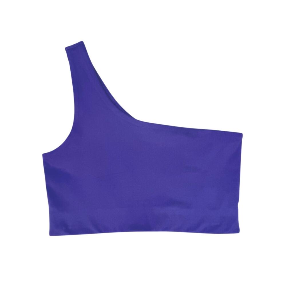 Girlfriend Collective Purple Bianca One Shoulder Athletic Crop Soft Sports Bra